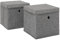 OHS Faux Linen Fabric Storage Box with Lid, Removable Base Collapsible Toy Box Organiser Square Storage Cube Eyelet Easy Packable, Living Room Office Bedroom, Charcoal Grey 2 Pack