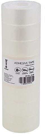 memobe Amex Klebeband - Transparente Allzweckband - Schule Büro Arbeit - Klebefilm beständig haltbar - klarer Tesafilm mit Akrylkleber - Mehrzweck Klebe Rollen - 18mm x 10m, 8 Stk.