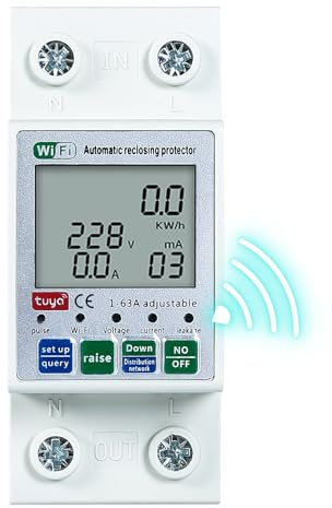 Jadeshay Medidor de Energía WiFi Inteligente 63A 220V Medidor de Consumo Electrico Monofasico Amperímetro Voltímetro kWh Potencia Monitor Metro con Pantalla LCD Digital