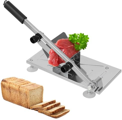 Holdfiturn Meat Slicer 32x15cm Manual Frozen Meat Slicer Adjustable Thickness Slicer Meat Cutter Machine Frozen Meat roll Slicer for Home Use for Home Cooking of Hot Pot Shabu Shabu Korean BBQ