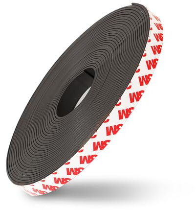 Magnetband Selbstklebend, Magnetstreifen Starker Kleber Magnetklebeband Selbstklebend Stark Magnete für Fliegengitter und Whiteboards (5m x 15mm x 2mm)