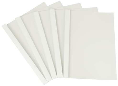 RAYSON Cubiertas térmicas de 10 mm, encuaderna hasta 85 hojas A4, transparente/blanco, pack de 25