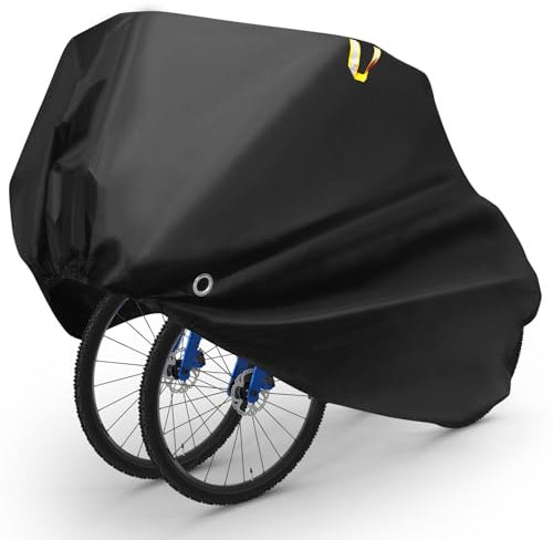 LIHAO Telo Copri Bicicletta Impermeabile Anti-UV per 2 Bicicletta, Copribici Copertura 190T Custodia Protettiva per Bicicletta - 200×90×110cm, Nero
