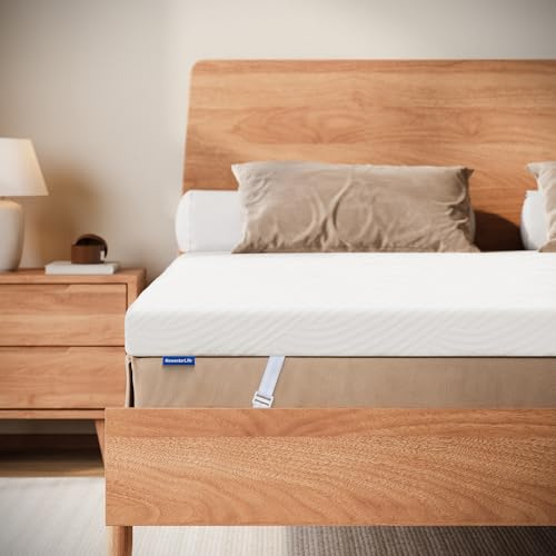 NewentorLife 5cm Mattress Topper Double Bed, Memory Foam Mattress Topper Double, Back Pressure Relieve, Breathable Washable Cover, Adjustable Straps, OEKO-TEX Certified, 100 Nights Trial