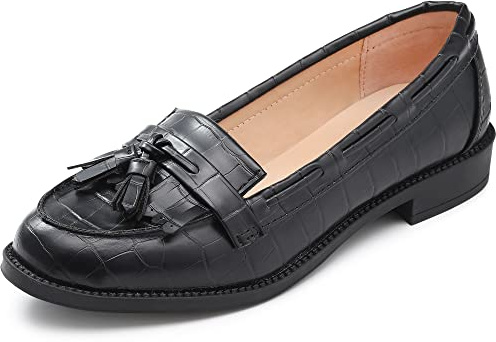 MIXIN Womens Loafers Flats Casual Shoes Slip On Loafers for Womens Comfortable Black Shoes for Ladies Black Size 5