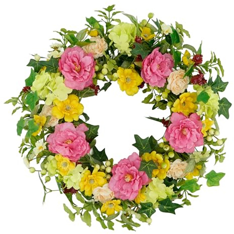 YNYLCHMX 20 Spring Summer Wreath for Front Door, Peony and Eucalyptus