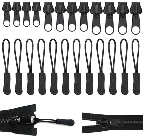 24 Curseur Fermeture Eclair Clipsable de Rechange pour Fermeture Eclair au Metre, Kit de Tirette Fermeture éclair, Kit de Réparation Fermeture éclair, Faciles a Utiliser et Durablea