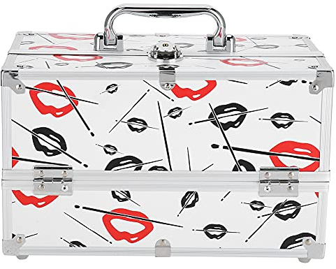 Custodia per trucco, kit per trucco professionale portatile Scatola per cosmetici con serratura per donna Organizzatore di gioielli viaggio con scomparti (Medio)