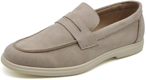 IF Fashion Scarpe Mocassini Slip On Loafers da Uomo in Camoscio Sintetico Pelle Scamosciato Eleganti e Casual 2Y353-1 Khaki N.43