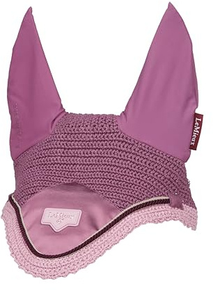 LeMieux Loire Flugluva med hästar – lätta andningsbara öron för flugskydd – snygg passform under träns – mjuka stretch elastiska öron – malva – stor