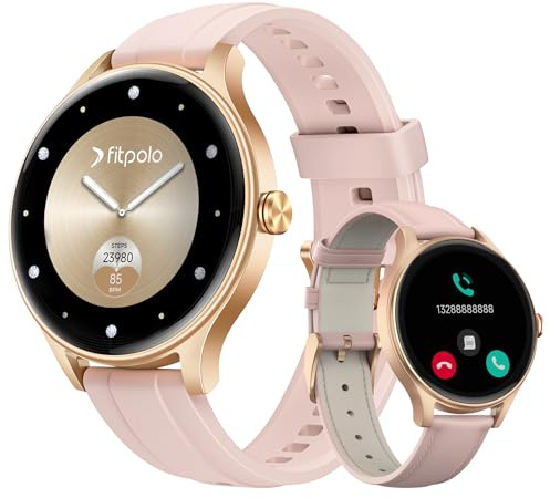 Smartwatch Damen Rund, 1.57 Smart Watch mit Telefonfunktion/Whatsapp, Fitness Tracker mit Herzfrequenz/Schlafmonitor, Fitnessuhr Damen 120+ Sportmodi 3ATM Wasserdicht, Uhr für Samsung/Android/iOS