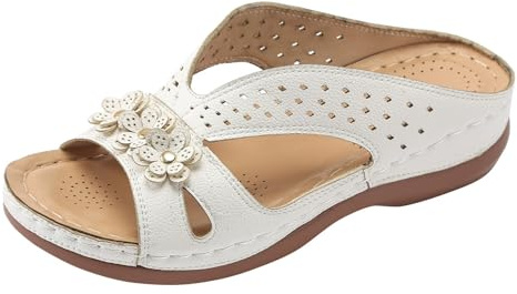 Générique Sandales Femme été Confortable Compensées Chaussures Orthopédique Anti-Dérapant Plateforme Sandales Et Mules pour Femme Respirantes Bout Ouvert Pantoufles en Cuir Mode Sandales de Marche