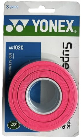 YONEX Super GRAP Nastro overgrip, Confezione da 3, per Tennis, Badminton, Squash (Rosa)