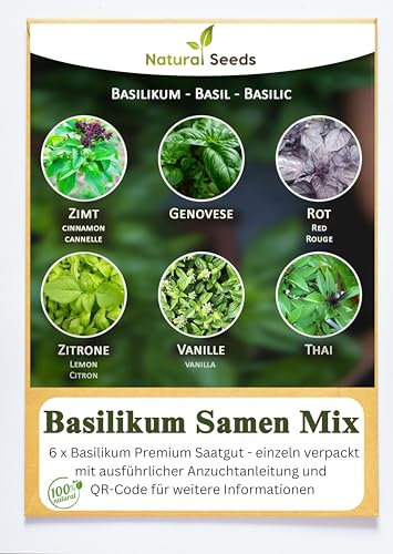 Basilikum-Samen-Mix 6 x 250 Basilikumsamen aus Portugal Saatgut mehrjährig