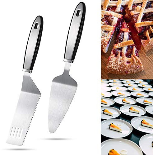 Patelai 2 Pcs Cake Cutting Set, Mother's Day & Graduation Party Supplies, Stainless Steel Cake Pie Server, Knife with Serrated Pastry Cutter for Wedding, Birthday, Summer Serving Pizzas Tart Desserts