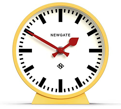 Newgate® M Orologio da tavolo Mantel Railway | Design moderno dell'orologio rotondo della stazione | Giallo | Stile contemporaneo per scrivania, tavolo, mensola o comodino