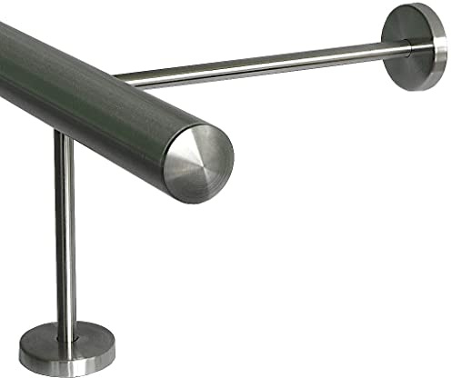 TIBU Fotstöd V2A rostfritt stål Ø 33,7 mm 30–590 cm, längd = 580 cm, 7 par hållare 15/25 cm barstång rästång