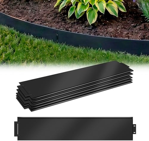 XMTECH 5 m gräskant metall galvaniserad rabattkant, 15 cm höjd, rabattinfattning, klippkant palisade, 5 stycken 100 cm x 15 cm (L x H) rabattkant galvaniserad svart