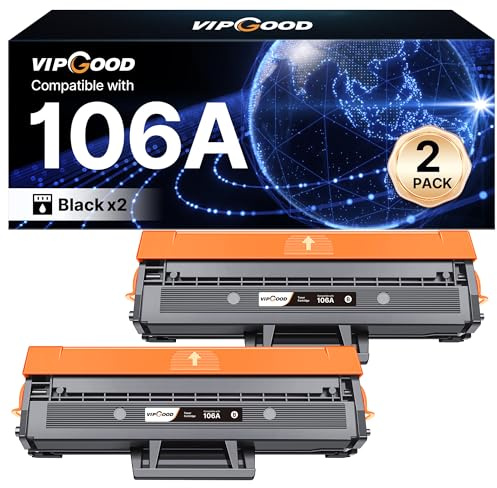 VIPGOOD 106A Toner con chip Compatibile per HP 106A W1106A Cartucce Toner per Laser 107w 107a 107r per MFP 137fnw 137fwg 135a 135r 135w 135wg (Nero, 2-Pack)