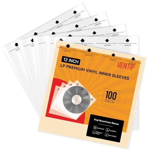 Lot de 100 boîtiers de disque vinyle, adaptés pour LP simples, doubles et ouvrables de 30,5 cm, pour protéger votre collection de disques (boîtiers intérieurs carrés)