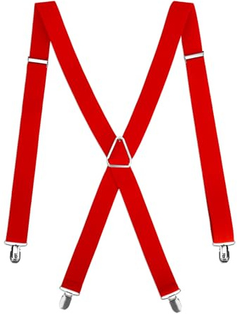 KIYFXA Red Suspenders For Women X Back Upgrade Clips Ajustable Halloween