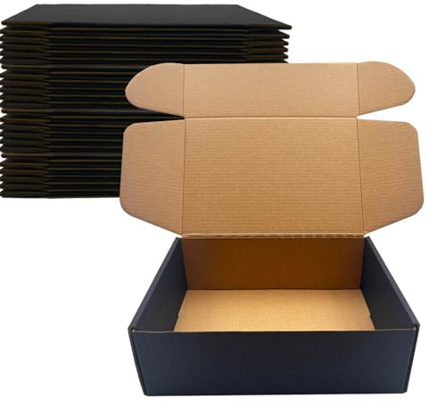 24 Pack 9x6x3 inch Black Shipping Boxes ，Cardboard Packaging Boxes for Mailing Shipping Corrugated Cardboard Boxes for Packaging Small Business Craft Flat Shipping Boxes Empty Gifts Giving Products