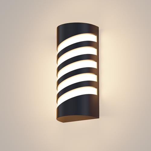Klighten E27 Aplique de Pared Exterior/Interior, IP65 Negro Lámpara de pared, Luz de Pared para Jardines Pasillo Terraza,Bombilla no Incluida
