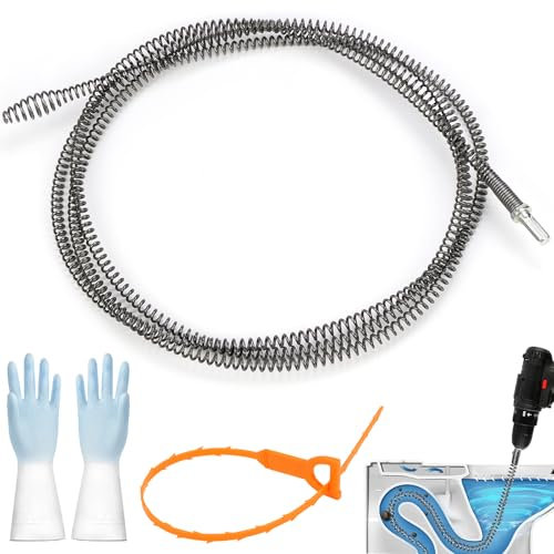 Abflussreiniger Spirale Rohrreinigungsspirale Ø10mm x 3m Abflussspirale Spülbecken Reinigungshaken Spirale Abfluss Rohrreinigung mit Bohraufsatz für Waschbecken Abwasserkanäle