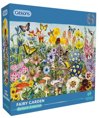 Gibsons Fairy Garden 1000 Piece Jigsaw Puzzle for Adults – Colourful Blossom Flower Artwork by Barbara Anderson - Premium Sustainable Puzzle Made in the UK/EU