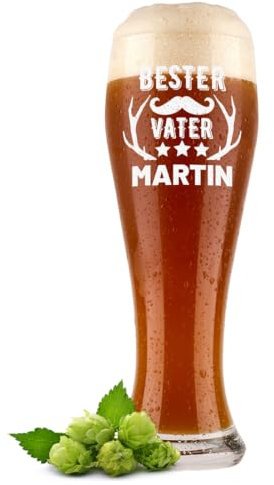 polar-effekt Vaso de cerveza de trigo de 0,5 litros con grabado para padres, vaso de trigo con diseño de mejor padre, vaso de cerveza con nombre para cerveza blanca, extra apto para lavavajillas