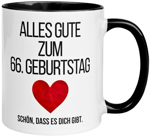 Geschenk zum 66 Geburtstag Mann Frau | Alles Gute – Schön dass es dich gibt | 66 Geburtstag Frauen Männer Tasse | Geburtstagstasse zum 66ten Geburtstag | Witziges Geburtstagsgeschenk | Made in Germany