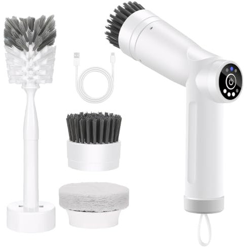 Electric cleaning brush 3 speed, Spin Scrubber with Upgrade LED Display, Power Scrubber with 3 Replaceable Brush Heads,bathroom brush for home,Floor,Kitchen,Bathtub,Stove,Car,Tile,Window