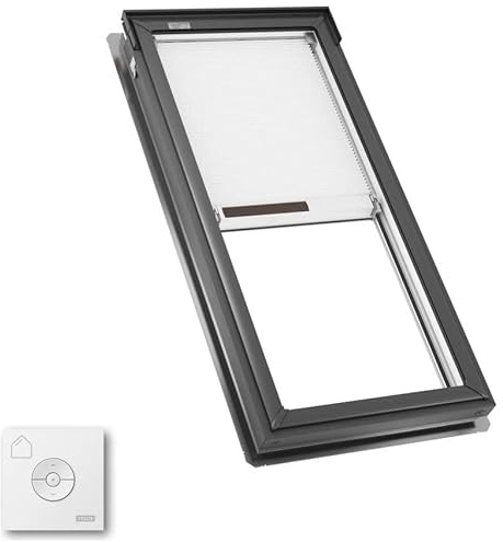 VELUX FS C06 2004S FS Fixed Deck Mount Skylight with Laminated LowE3 Glass and Solar Room Darkening Shade - C06 (R/O: 21 in x 45-3/4 in) - Gray Frame/Clear Glass