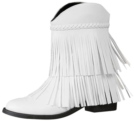 Generisch Chelsea Boots - Botines planos para mujer, botas de tacón bajo, con flecos, botas de tobillo, botas de invierno, elegantes, con ransen