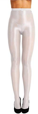 TiaoBug Femme Collant Brillant Collant de Danse Ballet Legging Soirée Cocktail Bal Club Respirant Collant Bas de Yoga Collant de Pole Danse Blanc Taille unique