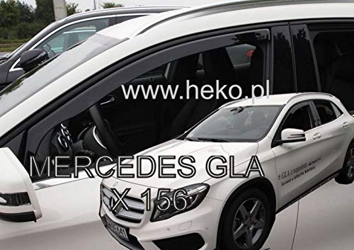 J&J AUTOMOTIVE Heko Déflecteurs d'air et de Vent pour Mercedes GLA X156 5P. Berline 2013-2020, Lot de 2pcs, Teintés, Avant et Arrière, Aérodynamique