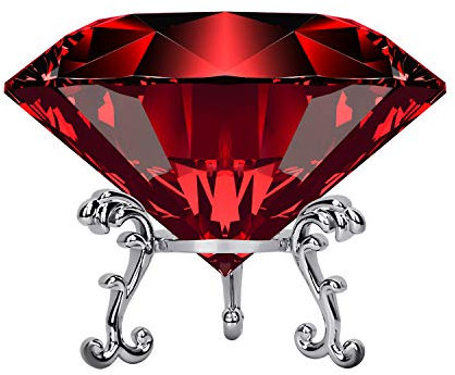 80mm Briefbeschwerer mit Kristallen, groß, mit Ständer, Schmucksteinen, Hochzeitsdekorationen, Tafelaufsätze, Heimdekoration (rot)