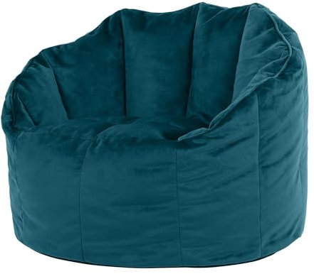 Icon Sirena Sitzsack Sessel für Erwachsene, Blaugrün, Flauschiger Samtstoff, Riesen Sitzsack Samt mit Füllung, Bean Bag Chair, Bequemer Sessel Wohnzimmer, Lounge, Schlafzimmer, Büro