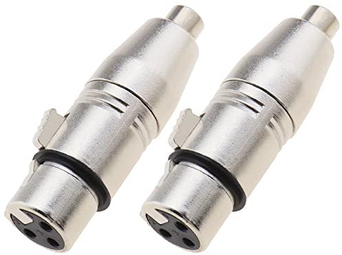 ECSiNG 2-Pack 3-Pin XLR Female to RCA Female Adapter, Audio Mic Connector, XLR to RCA Converter, Gender Changer, Coupler