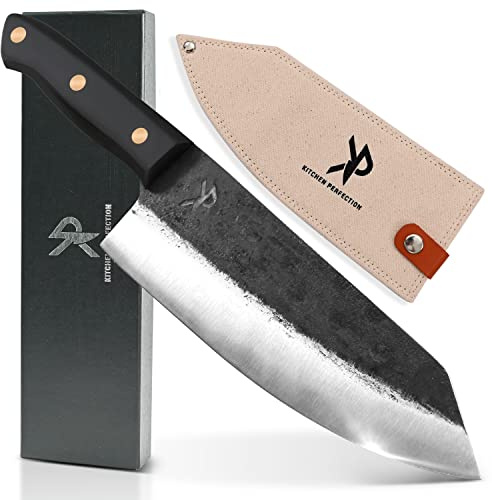 Kitchen perfection Handmade Chefs Carving Knife For Meat Cutting- Extremely Sharp Cooking Knife 8 Inch -Hand Sharpen Best Gift For Men - High Carbon Steel w/Canvas Sheath
