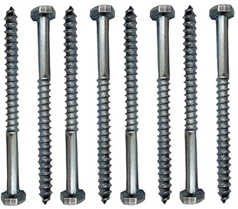 M6 Coach Screws Hex Head Width 10mm Zinc Plated Steel Wood Screw Hexagon Lag Bolts Silver Long 6mm x 120mm (4.72 x 0.24) Box of 8 pcs