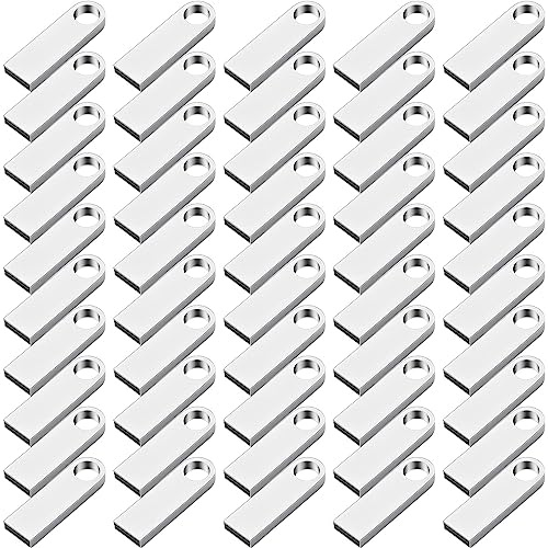 50 Packs 2.0 Flash USB Drives Bulk Waterproof Flash Thumb Drives Memory Pen Drives Stick Small Mini Zinc Alloy Design for PC Computer Laptop Office School Data Storage Silver (4 GB)