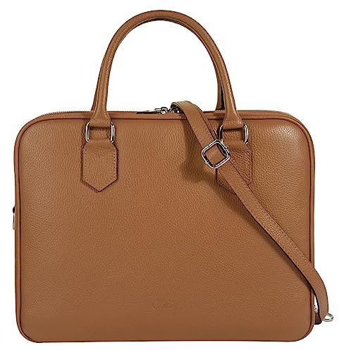 Cluty Aktentasche Echt Leder Damen | Made in Italy, Smartphonefach, Business Tasche, Bürotasche mit Reißverschluss, Damen Handtasche aus Leder | 021833