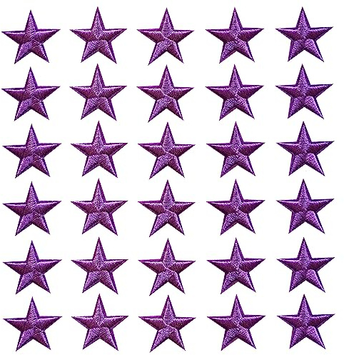 Zlettery 30pcs Purple Star Iron on Patches, Star Patches Embroidered Applique for Clothing, Jackets, Hats,Backpacks, Jeans (1.2 inches)