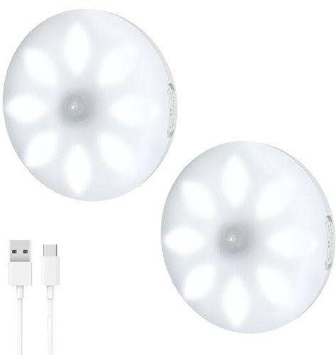 luci led cucina, 8 LED Luce per Armadio strisce led USB-C Sensore Di Movimento Per Interni, Ricaricabile Sotto Il Gabinetto Cucina Armadio Leggero Stick Luce Notturna Bar,Scale, Corridoio Confezion