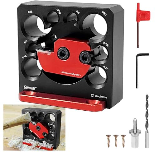 Kit di Tasselli Regolabili, 8 Fori 8mm-20mm Kit di Tasselli Regolabili, Dowel Maker Jig, Maker Jig Regolabile con Lame, Adattatori Ausiliari per Aste in Legno