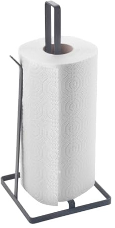 Metaltex Tokyo Lava Küchenrollenhalter aus Metall, schwarz, mit Abrollstopper