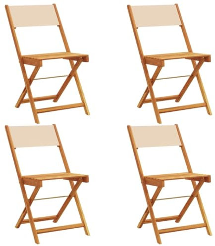 Chaises de jardin pliantes lot de 4 beige tissu et bois massif