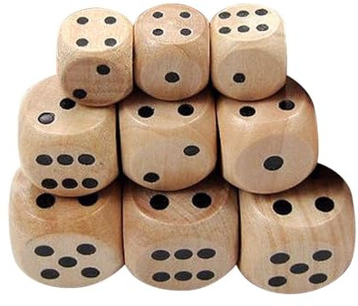 9 trätärningar, speltärningar, speltärningar, speltillbehör, lätta tärningar
