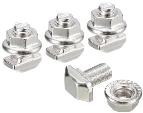 QUARKZMAN M5*10 Conjunto de Tornillos de Cabeza de Martillo, 20pcs Perno de Caída en Ranura en T Deslizantes T-Nut con 20pcs Tuercas Hexagonales de Brida para Serie 20 Aluminio Perfil